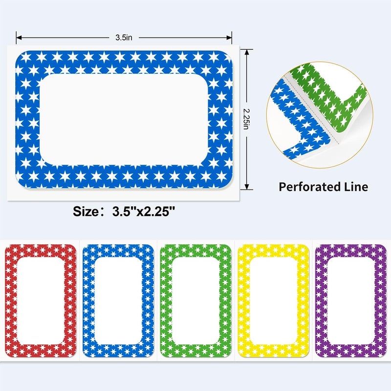 Methdic 5 Colors Name Tags Stickers 400 Labels Star Style for Office, Meeting, School, Teachers and Mailing… - Image 2