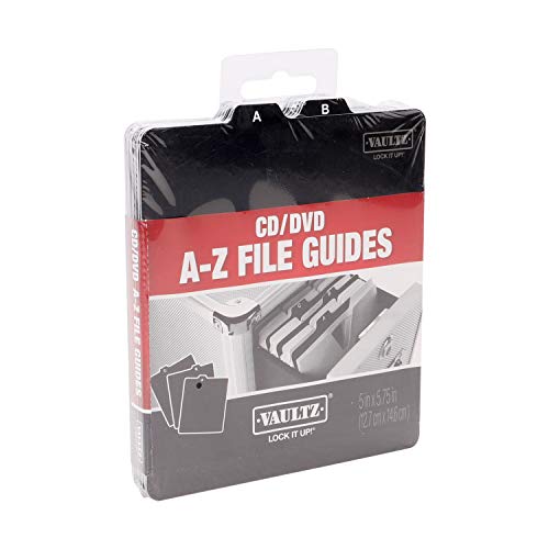 Vaultz A to Z CD and DVD Storage File Guides, 26 Guides per Box, Black (VZ01176) - Image 1