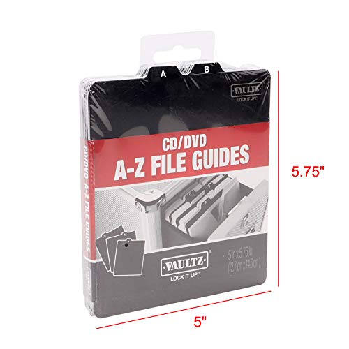 Vaultz A to Z CD and DVD Storage File Guides, 26 Guides per Box, Black (VZ01176) - Image 3