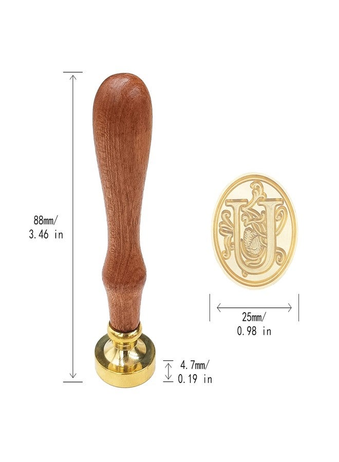 krastmon Classic Various Alphabet Sealing Wax Seal Stamp, Brass Head Wooden Handle Letter Stamps for Card/Envelope/Gift - (Stamp, Letter U) - Image 5