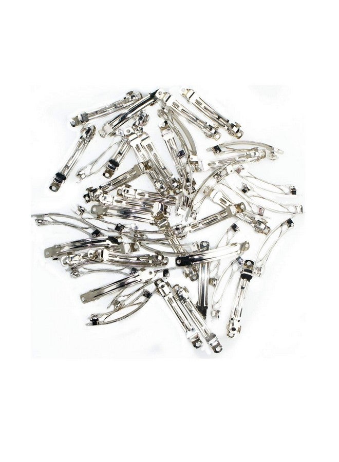 UJOY Silver Plated Hair Clip French Barrettes for Girls & Women, Pack of 50 Pcs DIY Craft 7cm Silver - Image 1