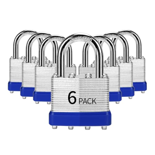HZSY Padlocks Keyed Alike, Pack of 6, Laminated Steel Keyed Lock (1-9/16", 40mm), Padlocks with Same Key, Normal Shackle, for Toolbox, Locker & StorageUnit or More - Image 1