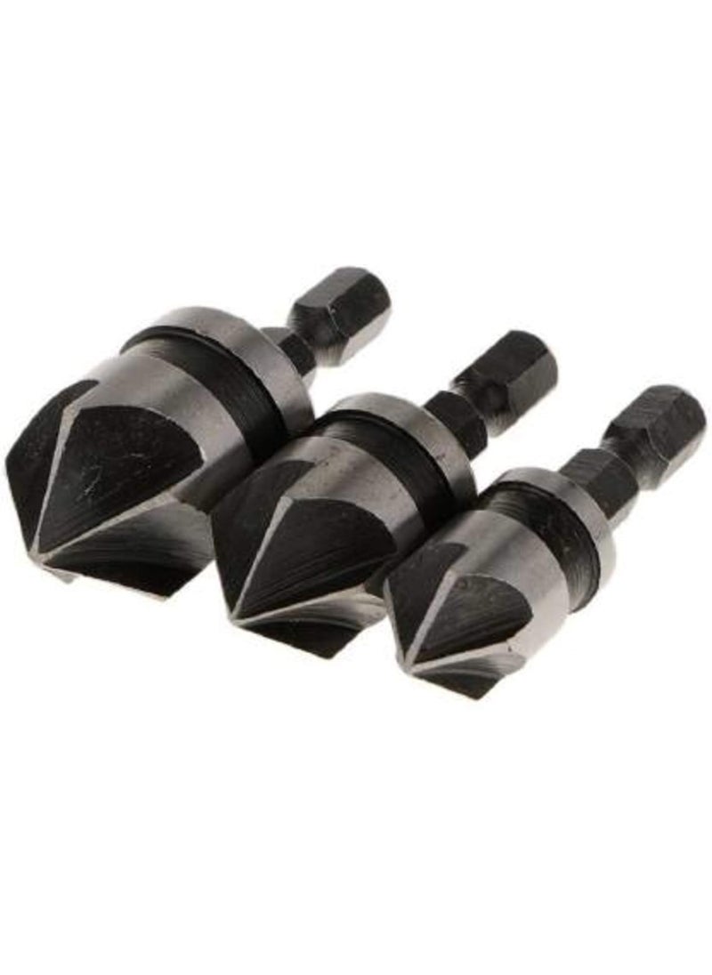 Ashu Supply 3 Pieces 12, 16, 19 mm Countersink Power Drill Bit Bore Set for Wood  - Image 3