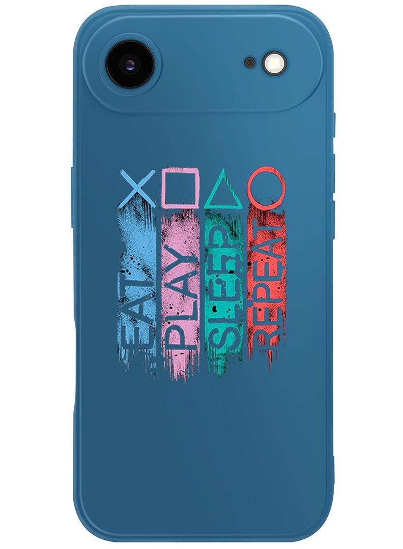 Theodor Protective Slim Fit Case Liquid Silicone Cover with Full Body Protection Anti-Scratch Shockproof Case For Apple iPhone 17 Air (Blue) Eat play sleep repeat - Image 1