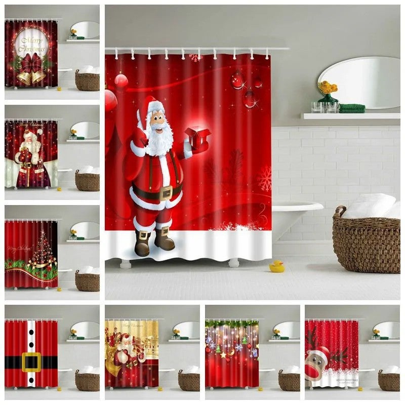 Y&D Modern Style Christmas Tree Shower Curtain,  Best Sale Water Proof Shower Curtains With Hooks - Image 2