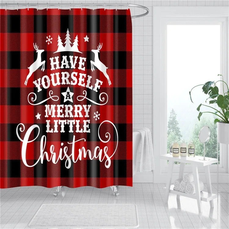 Y&D Modern Style Christmas Tree Shower Curtain,  Best Sale Water Proof Shower Curtains With Hooks - Image 1