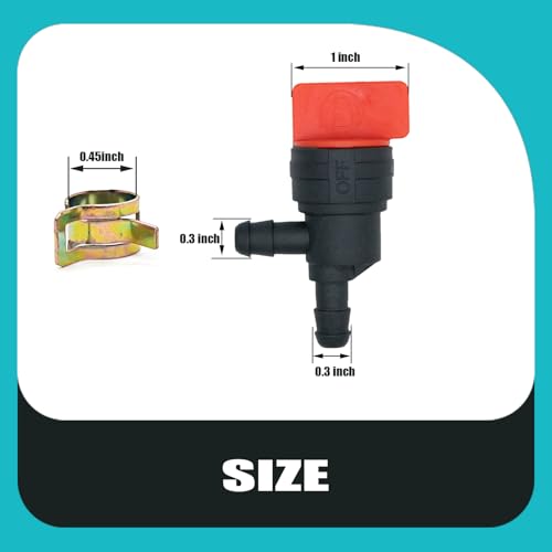 Bopurtotly 698181 494539 697944 1/4" 90 Degree Fuel Shut Off Valve with clamp Compatible with Briggs & Stratton Tecumseh Mower Generator - Image 2