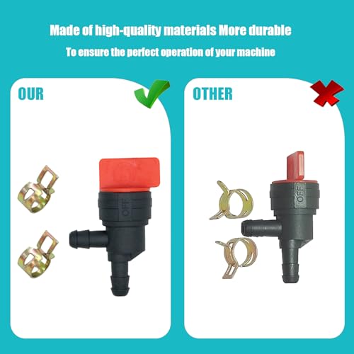 Bopurtotly 698181 494539 697944 1/4" 90 Degree Fuel Shut Off Valve with clamp Compatible with Briggs & Stratton Tecumseh Mower Generator - Image 3
