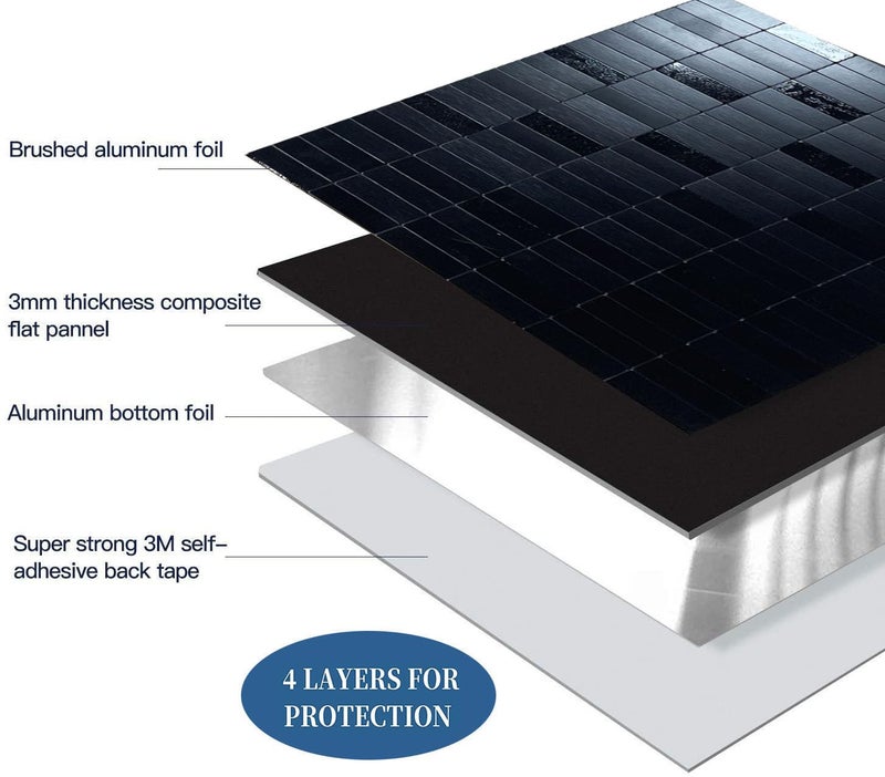 XUANINY Peel and Stick Tile Backsplash Self- Adhesive Wall Tiles Aluminum Mosaic Sticker for Kitchen (11.33"x11.85" Per Sheet, Pack of 10 pcs) (Black Brushed 10) - Image 3