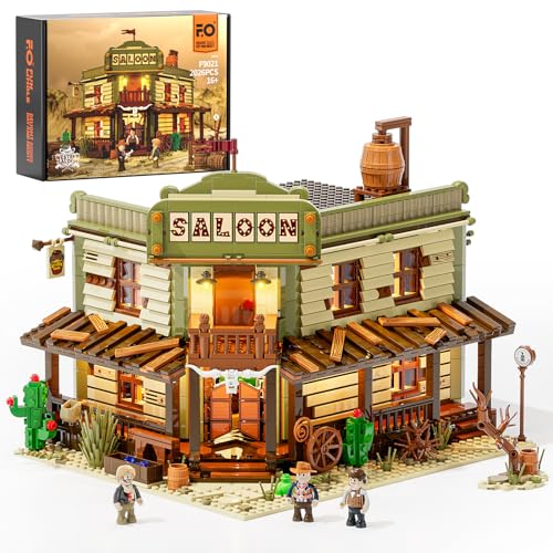 FUNWHOLE WesternSaloon Lighting BuildingBricks Set The Old West Saloon LED Light Construction Building Model Set 2026 Pcs for Adults and Teen - Image 1