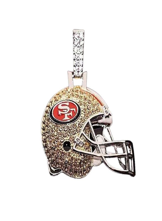 جلد قلادة خوذة فريق سان فرانسيسكو 49ers الرياضية من GLD، مرخصة رسميًا من دوري كرة القدم الأمريكية للمحترفين (NFL) - قلادة كرة قدم مطلية بالذهب ومرصعة بالألماس - Image 1