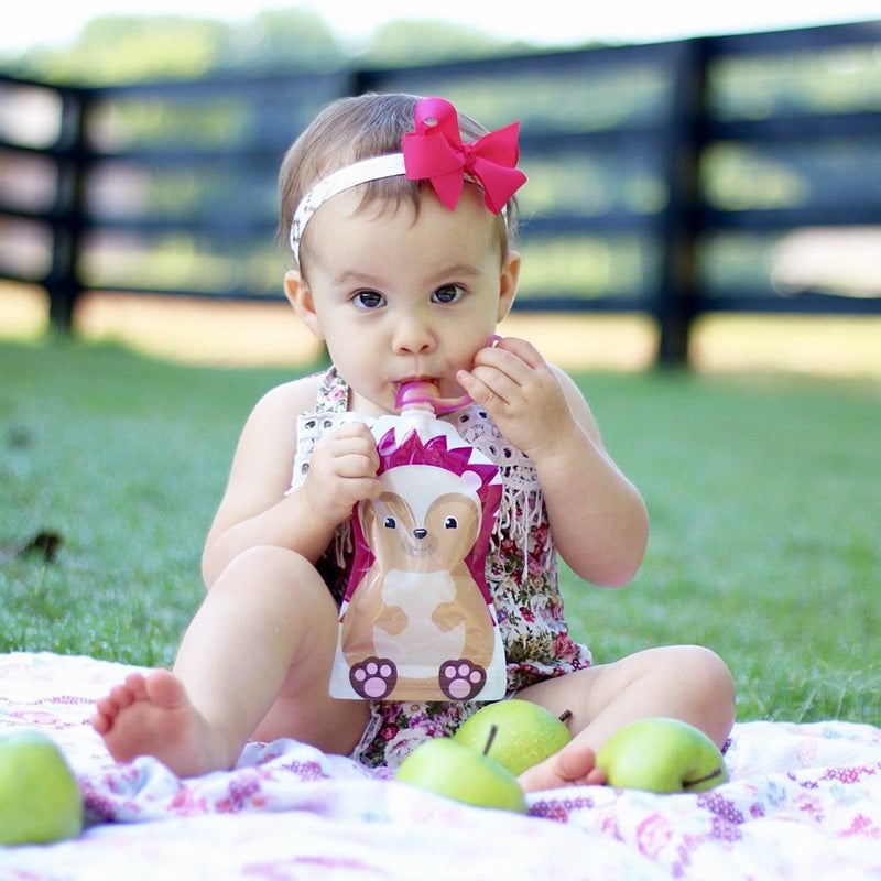 ChooMee Reusable Baby Food Pouches | BPA Free | Refillable Toddler Squeeze Pouches for Homemade Purees, Applesauce & Yogurt | Double Zipper, Easy Fill & Wide Bottom | 8CT, 5oz SnakPack FreshSquad - Image 3