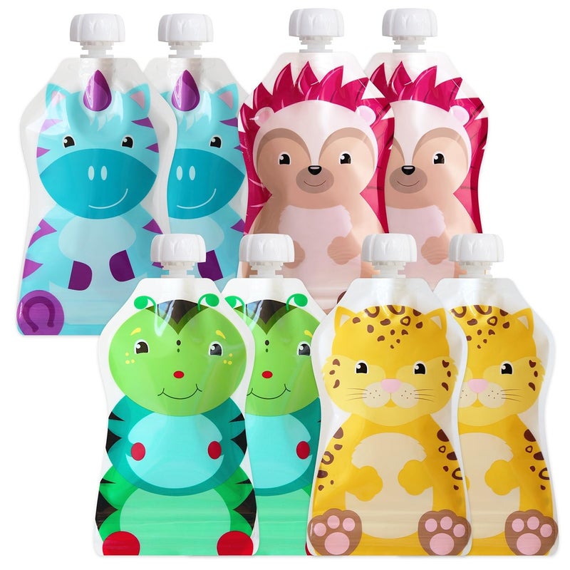 ChooMee Reusable Baby Food Pouches | BPA Free | Refillable Toddler Squeeze Pouches for Homemade Purees, Applesauce & Yogurt | Double Zipper, Easy Fill & Wide Bottom | 8CT, 5oz SnakPack FreshSquad - Image 1