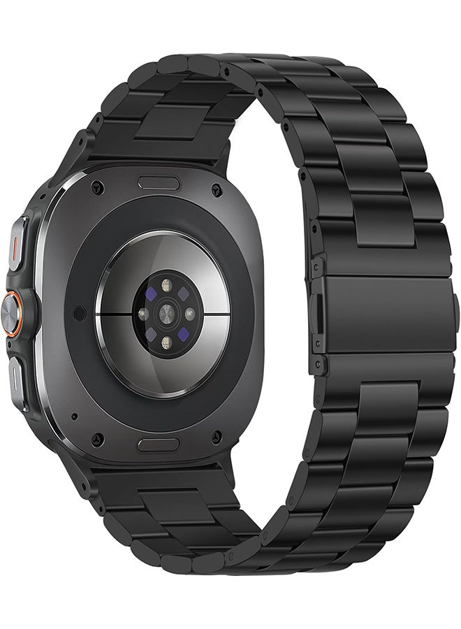 S-Color No Gaps Bands Compatible with Galaxy Watch Ultra Bands 47mm Stainless Steel Metal Replacement Strap for Galaxy Watch 7 Ultra 47mm Women Men Black - Image 2