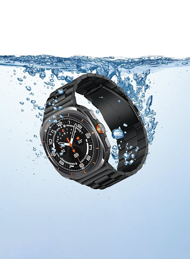 S-Color No Gaps Bands Compatible with Galaxy Watch Ultra Bands 47mm Stainless Steel Metal Replacement Strap for Galaxy Watch 7 Ultra 47mm Women Men Black - Image 4