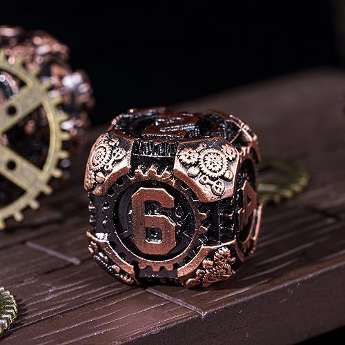 IUSTIDIE Metal Dice Set DD 7Die DND Dice Metal Gear Dice with Gift Bag for Role Playing GamesAntique Copper - Image 5