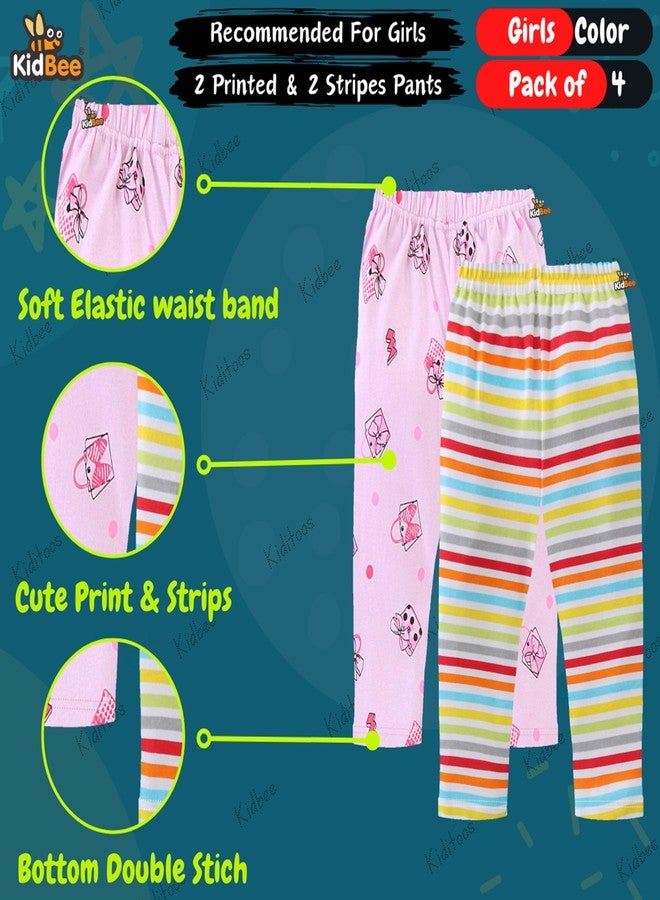 Kidbee Baby Cotton Pajama Track Pants for Boys & Girls (Regular Loose Fit) (Pack of 4) (12-18 Months, Girls-Color-4PC-NP) - Image 4