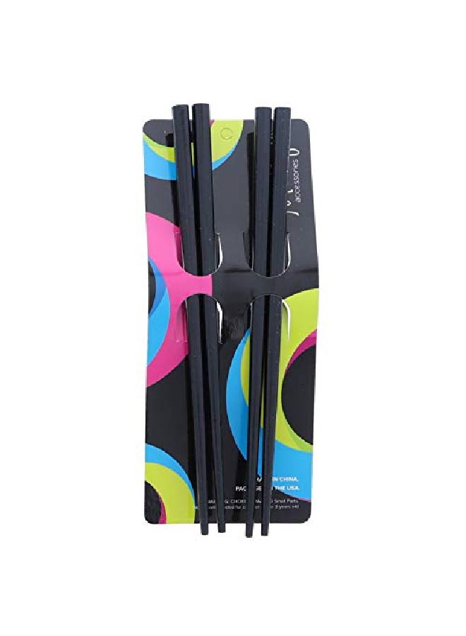 Motique Accessories 2 Sets Of Wooden Hair Sticks Chopsticks Black & Black  - Image 3