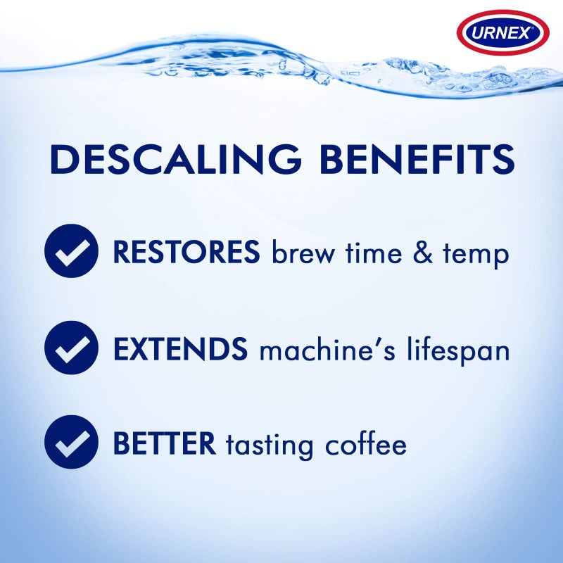 Urnex أورنكس ديسكال مزيل الترسبات ومنظف القهوة والإسبريسو - عبوة 2 - مزيل الترسبات النشط للاستخدام مع آلات القهوة المنزلية وآلات الإسبريسو وآلات الكبسولات وآلات الكبسولات والغلايات ومكواة البخار - Image 5