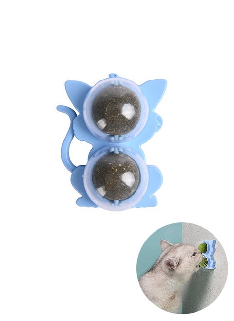 Edible Wall Catnip Ball, Indoor Rotatable Interactive Double Ball for Cats Chew Toy, Treats for Cat Teeth Clean Cat Nips Organic Ball