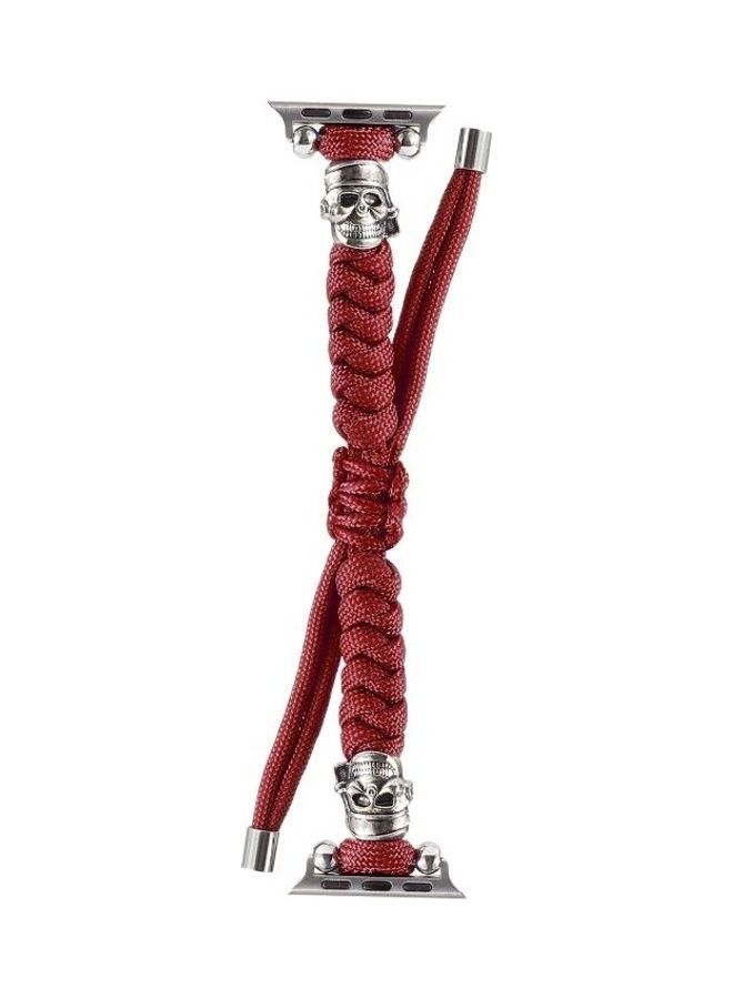 NIBEMINENT Skull Umbrella Cord Braided Watch Strap Dark Red - Image 1