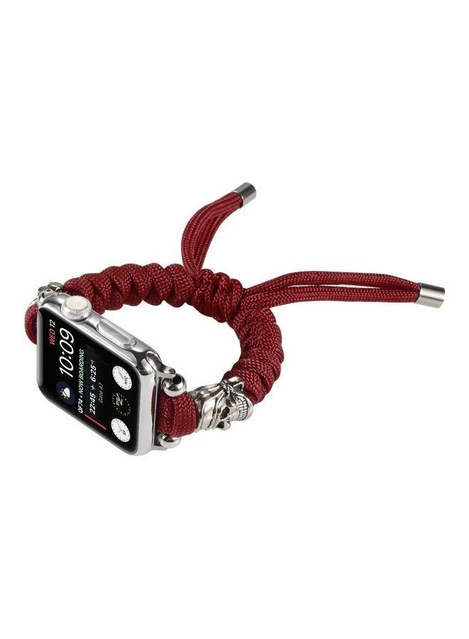 NIBEMINENT Skull Umbrella Cord Braided Watch Strap Dark Red - Image 5