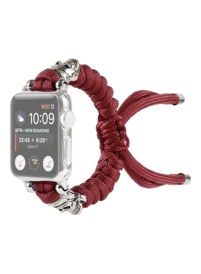 NIBEMINENT Skull Umbrella Cord Braided Watch Strap Dark Red - Image 2