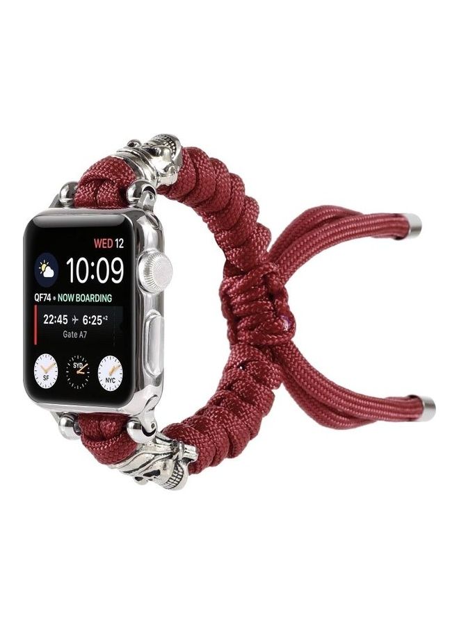 NIBEMINENT Skull Umbrella Cord Braided Watch Strap Dark Red - Image 3