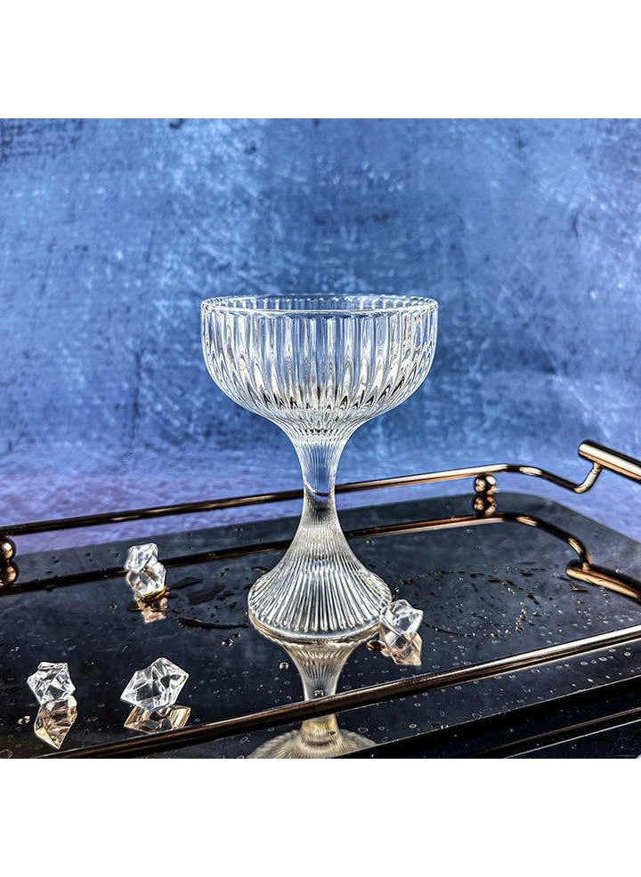 BLISS START BLISS START Ribbed Martini Glasses Set of 6 Stripe Design Crystal Cocktail Coupe Glasses Vintage Coupe Glasses Crystal Cocktail Glasses with Stem Clear Wine Glasses for Cocktail Margarita  - Image 2