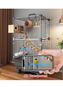 MissTiara Front and back transparent ornamental bird cage bird villa Universal pulley, easy to move, pull-out tray, no dirty hands, easy to clean Parakeets, parrots, cockatiels, budgies, finches, lovebirds, canaries Pet bird accessories include large space for multiple birds  - Image 5