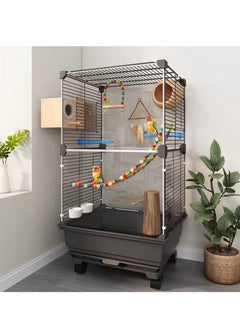 MissTiara Front and back transparent ornamental bird cage bird villa Universal pulley, easy to move, pull-out tray, no dirty hands, easy to clean Parakeets, parrots, cockatiels, budgies, finches, lovebirds, canaries Pet bird accessories include large space for multiple birds  - Image 2