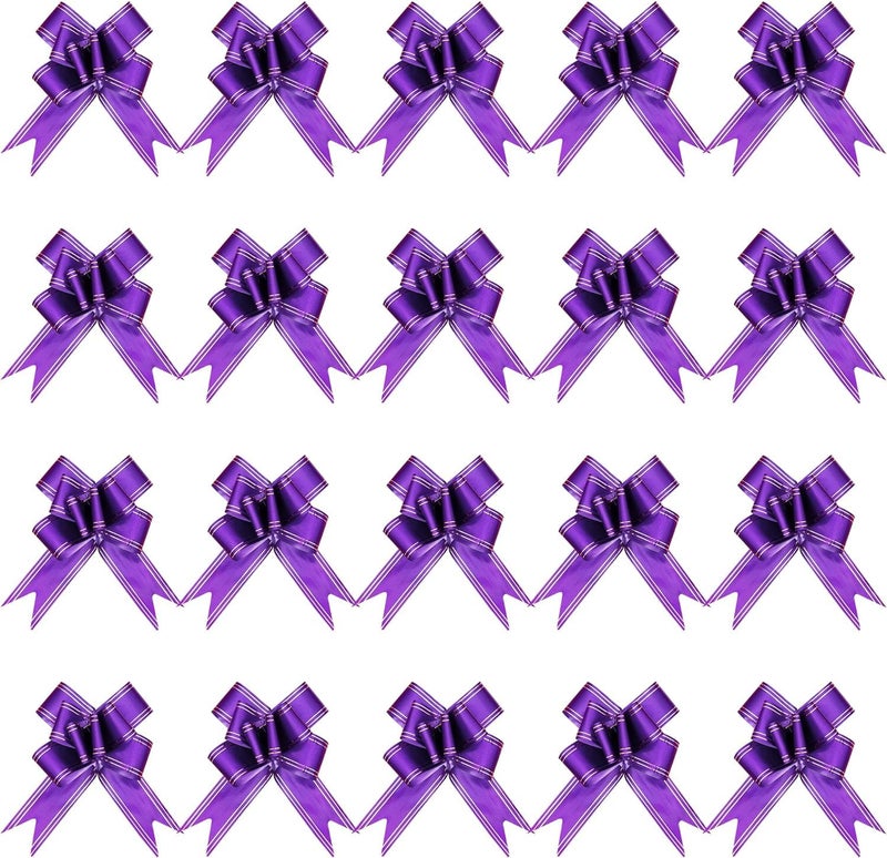 Chocozone Purple 100Pcs Pull Flower Ribbon for Gift Wrap Decoration Multicolor Pull Ribbon Bows Size 23 Pull Ribbons for Gift Wrapping - Image 1
