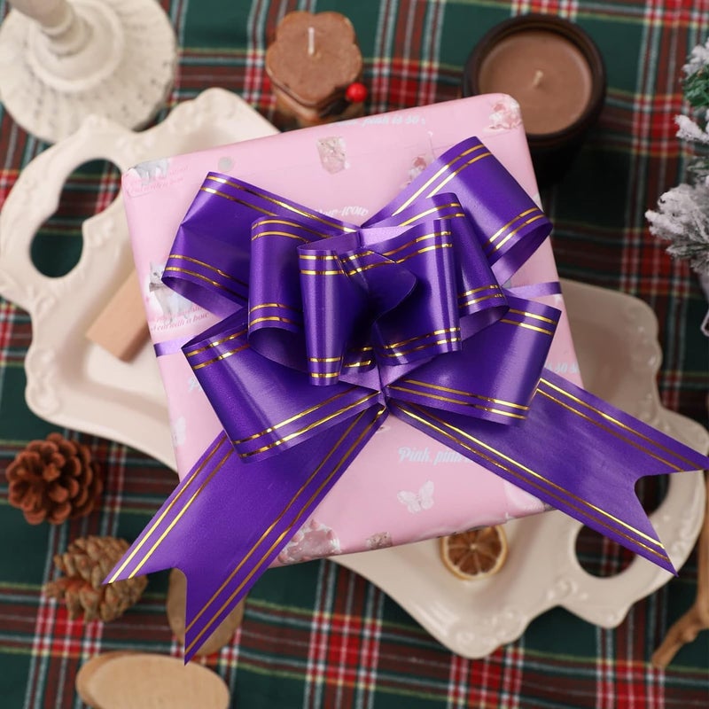 Chocozone Purple 100Pcs Pull Flower Ribbon for Gift Wrap Decoration Multicolor Pull Ribbon Bows Size 23 Pull Ribbons for Gift Wrapping - Image 3