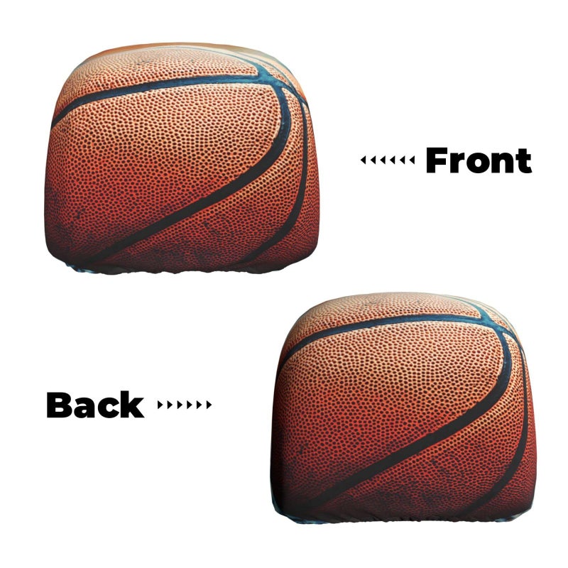 Universal Car Headrest Covers Set One Size Basketball Design Soft Breathable Elastic Protector - Image 5
