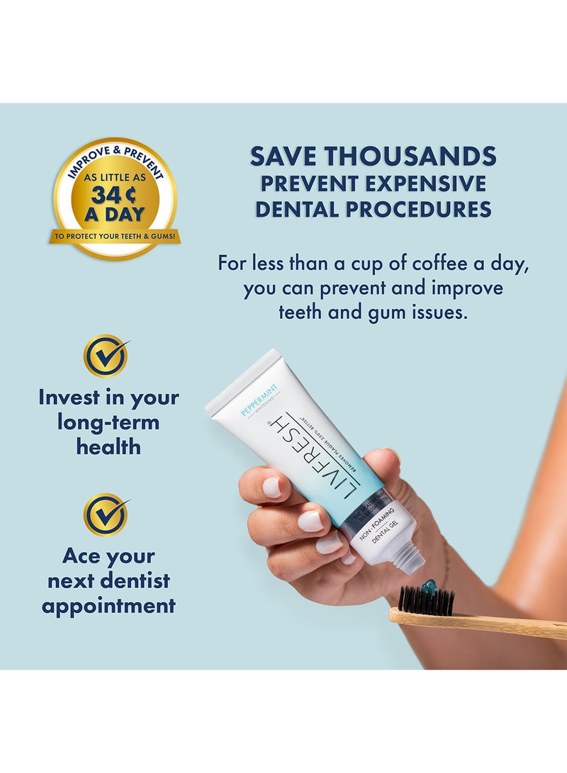 LIVFRESH Livfresh Peppermint Non-Foaming Gel 50g, Toothpaste Gel, Clinically Proven to Remove Plaque 250% Better, Promotes Healthy Teeth and Gums, Prevents Tartar, Freshens Breath, Whitens Teeth, SLS Free Dental Gel  - Image 4