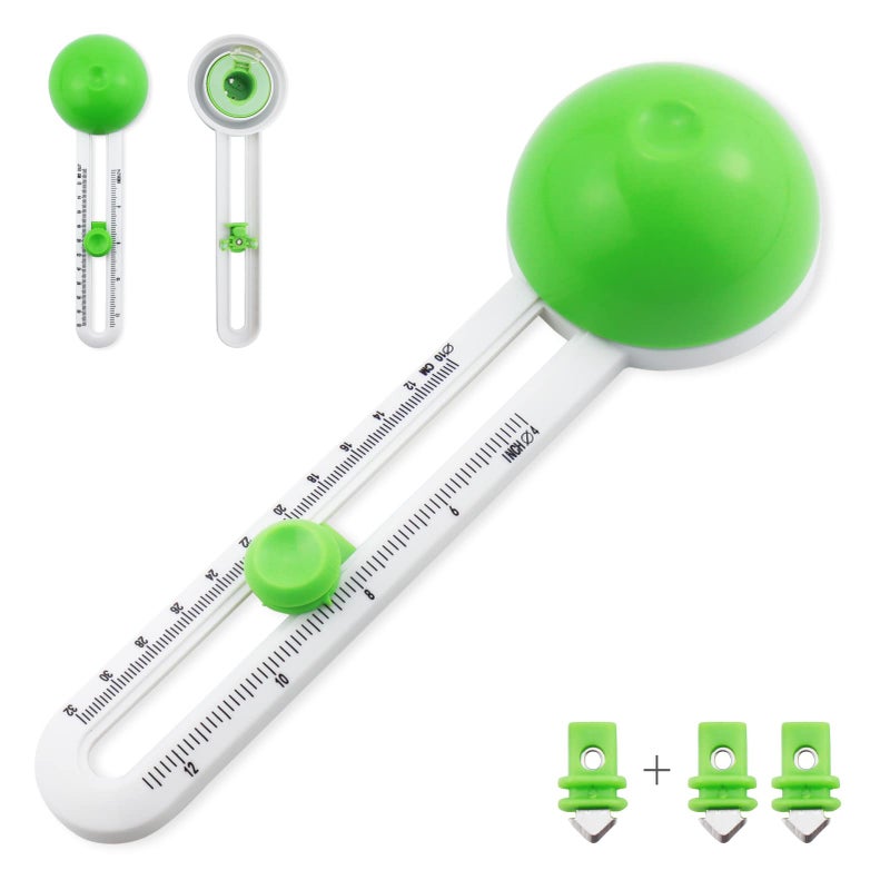 YETOOME Circular Paper Cutter Rotary Circle Cutter Cut Paper Trimmer Scrapbooking Tool with 3 Replaceable Blades for Art and DIY Crafts Cards Making Green