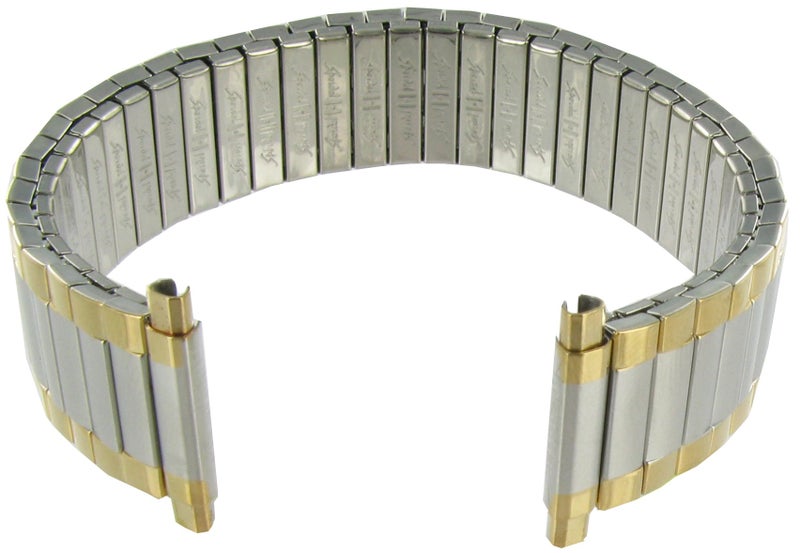 Speidel Men’s Twist-O-Flex XL Dual Tone PVD Stainless Steel Stretch Metal Replacement Expansion Watch Band with Self-Adjusting Straight Ends for 16mm 17mm 18mm 19mm 20mm 21mm 22mm timepieces - Image 1