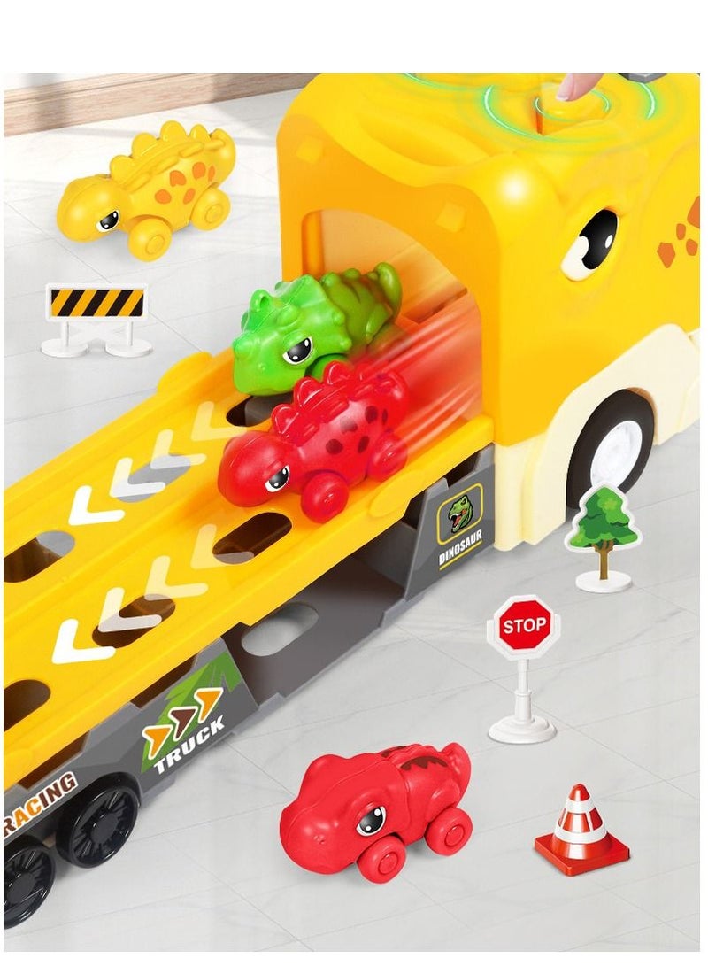 بايبي 2-5 سنوات من العمر شاحنة نقل الديناصورات و 6 ديناصورات صغيرة هدية سيارة للأطفال الأولاد الفتيات - Image 3