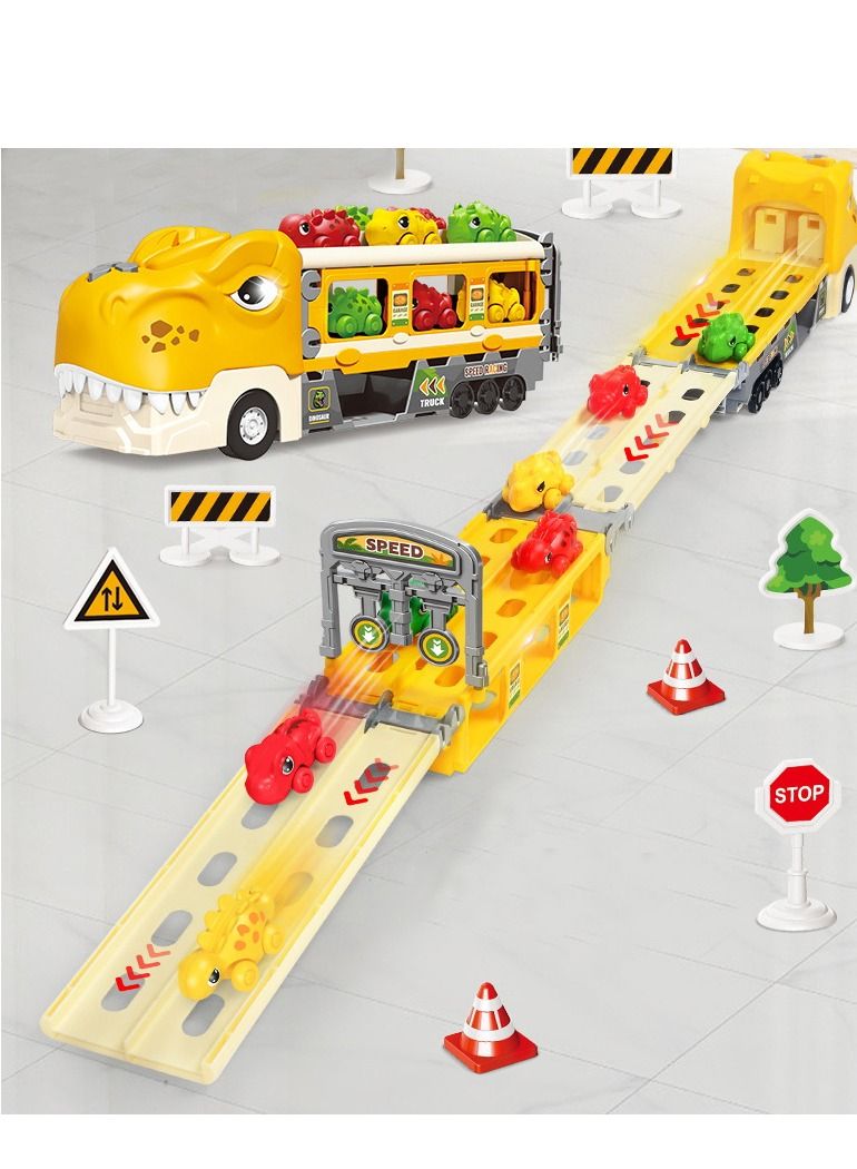 بايبي 2-5 سنوات من العمر شاحنة نقل الديناصورات و 6 ديناصورات صغيرة هدية سيارة للأطفال الأولاد الفتيات - Image 4