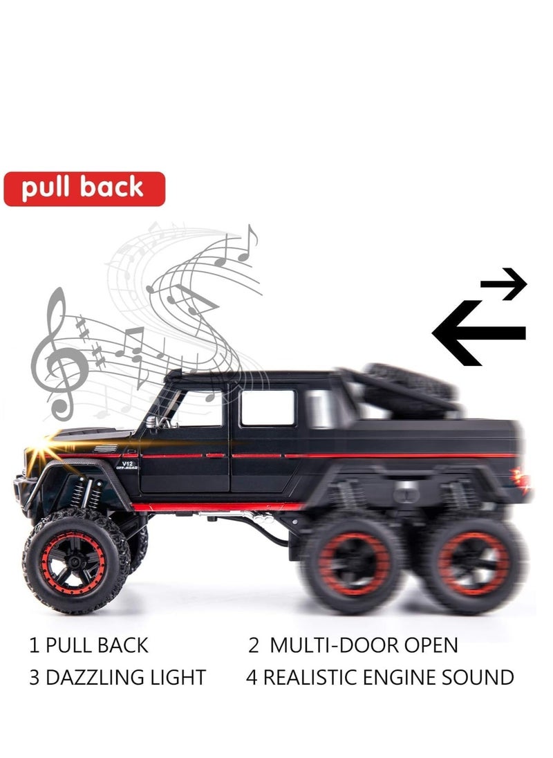 CHE ZHI - Mercedes Benz 1:24 AMG G63 6X6 V12 Off Road Diecast Scale Model Metal Pull Back Toy car for Kids with Openable Doors & Light, Music Toy - Image 1