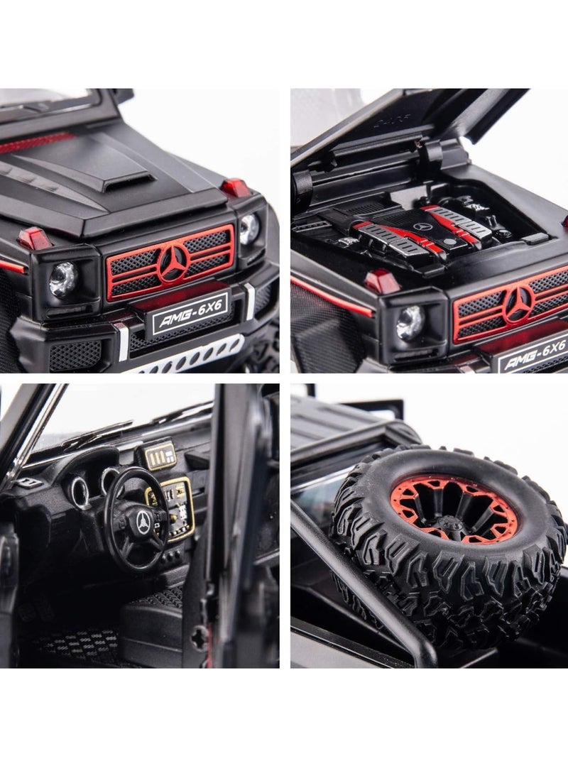 CHE ZHI - Mercedes Benz 1:24 AMG G63 6X6 V12 Off Road Diecast Scale Model Metal Pull Back Toy car for Kids with Openable Doors & Light, Music Toy - Image 1
