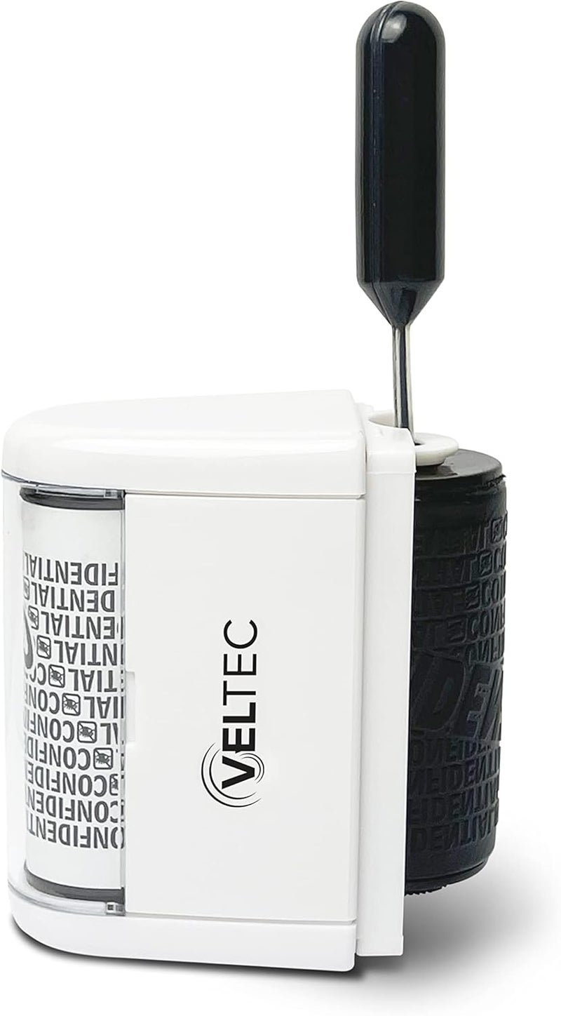 Veltec Identity Theft Protection Roller Stamp - Confidential Roller Stamp - Data Theft Protection Stamp - Anti Theft, Security and Privacy Guard Stamp - 3 Ink Refills (White) - Image 2