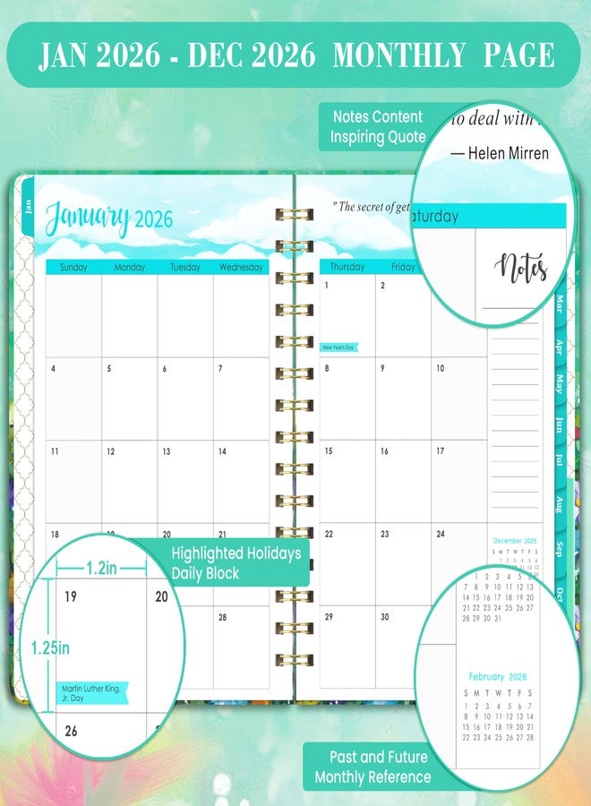 MaaIbok 2026 Planner - Planner 2026 Weekly and Monthly, Jan 2026 - Dec 2026, 6.3’’ × 8.4’’, 12 Monthly Tabs, Hardcover, Elastic Closure, Inner Pocket - Image 3