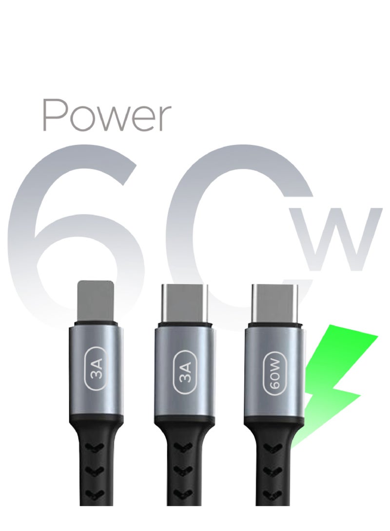 Lycka 5 Cord – 5-in-1 Multi-Device Fast Charging & Data Cable (1.2M, 60W Max) - Image 2