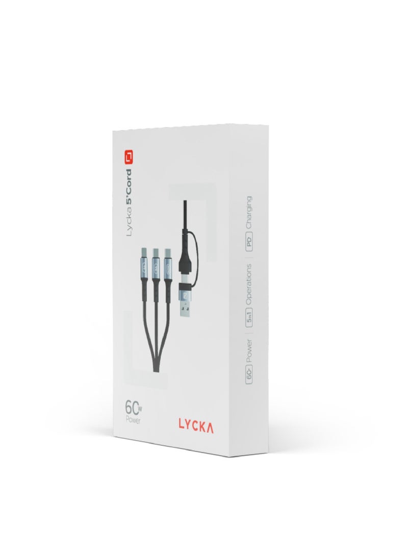 Lycka 5 Cord – 5-in-1 Multi-Device Fast Charging & Data Cable (1.2M, 60W Max) - Image 5