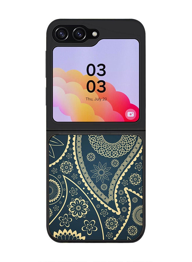 Stylizedd حافظة حواف سوداء متينة لجهاز سامسونج جالكسي Z Flip5، حافظة مرنة رقيقة من المطاط TPU - ليالي هندية - Image 1