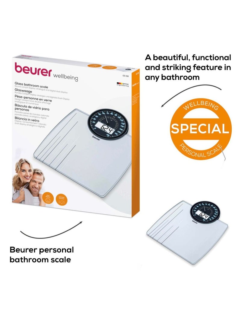 بيورير - ميزان زجاجي بمؤشر ساعة ورقمي  - beurer  - GS 58 - Image 1