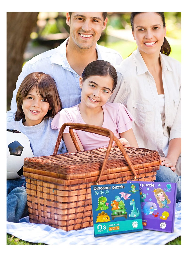 Magnetic Puzzles for Kids, 3 in 1 Jigsaw Puzzles for Toddlers Portable Travel Magnetic Puzzles for Kids 3-5 Years Old Ocean Mermaid Puzzles - Image 4