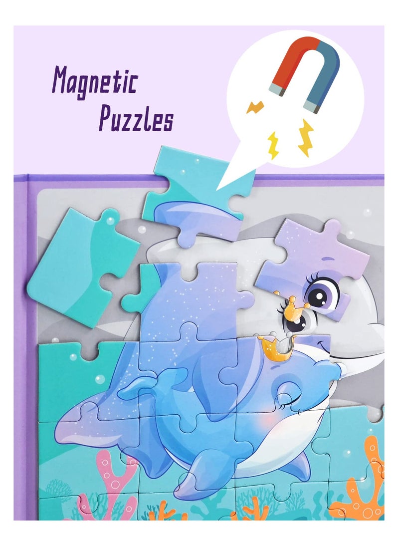 Magnetic Puzzles for Kids, 3 in 1 Jigsaw Puzzles for Toddlers Portable Travel Magnetic Puzzles for Kids 3-5 Years Old Ocean Mermaid Puzzles - Image 2