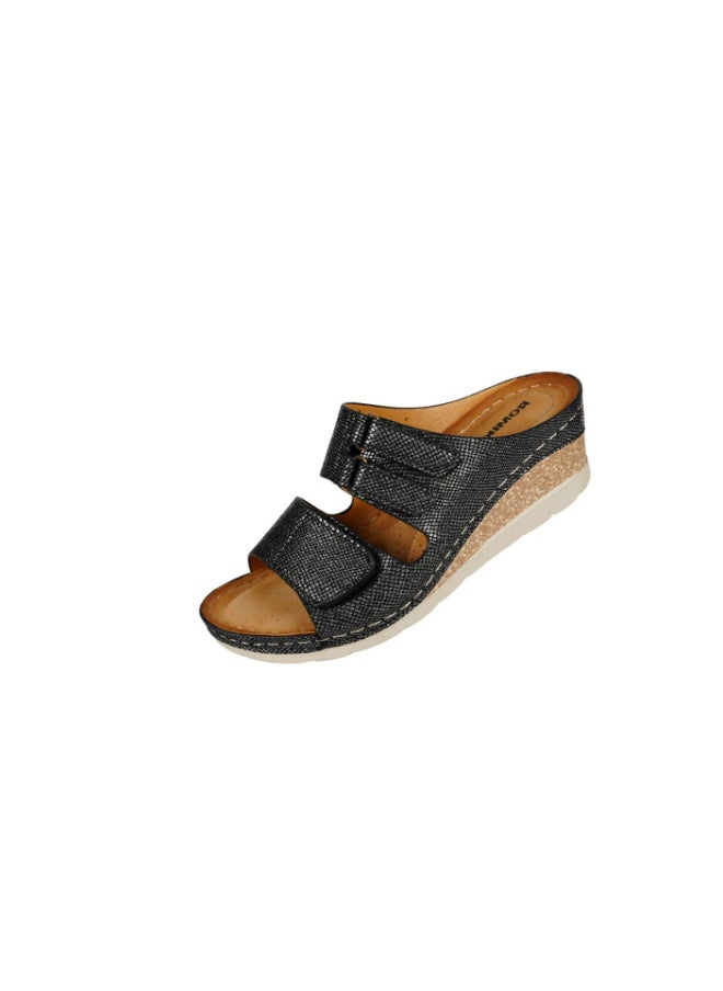 ROMIKA - 117-351 Romika Ladies Wedge Heel Sandals605 Black - Image 1